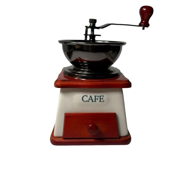 Vintage Cafe Coffee Mill Grinder with Porcelain- Floral- Fast Shipping - Picture 1 of 16